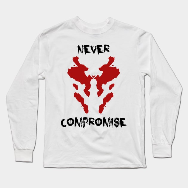 Rorschach Never Compromise Watchmen Long Sleeve T-Shirt by Coccomedian